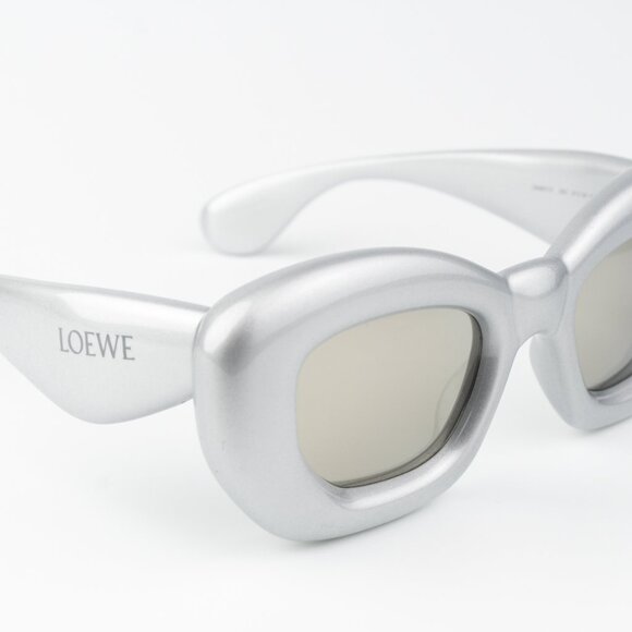 Loewe Women Sunglasses LW40117I 20C Metallized Silver Grey Smoke Mirror Cat Eye - Picture 10 of 14